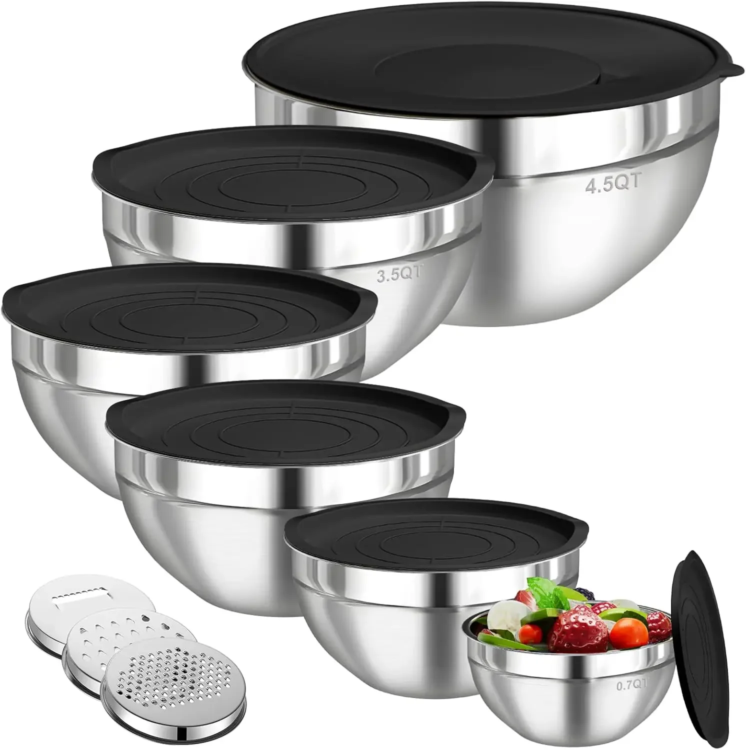 Kitchen Baking Set - 6Pcs Stainless Steel Mixing Bowls Set