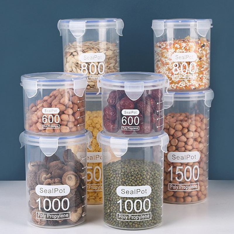Kitchen Bank - 1-4PCS Sealed Jars With Scale Grain