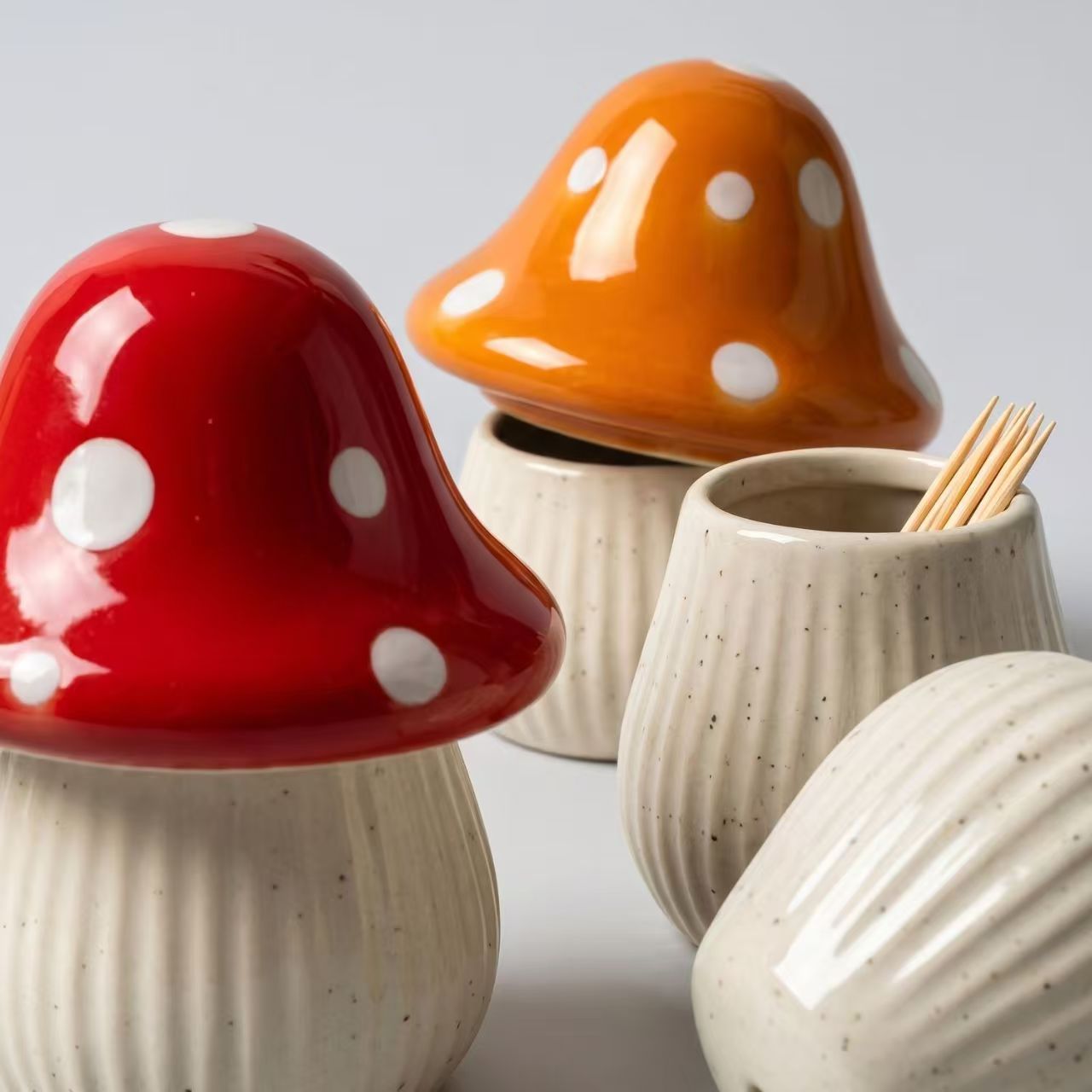 Cartoon Mushroom Ceramic Stora - Kitchen Baking Storage 评论和价格