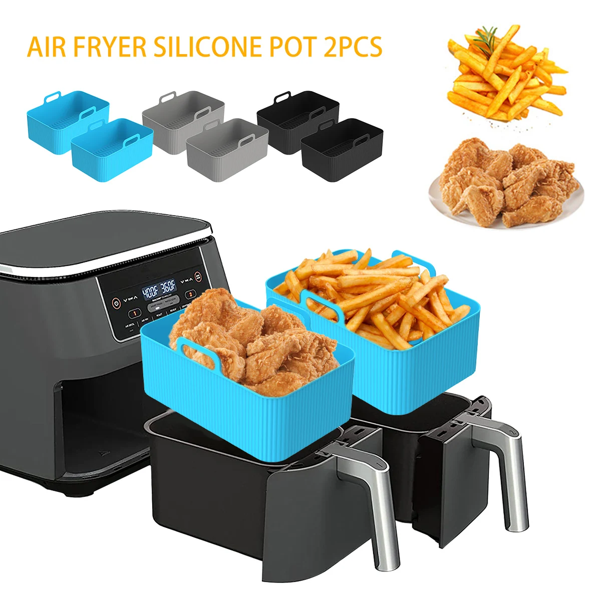 2Pcs Air Fryer Silicone Liner  - Kitchen Oven Baking Pans 评论和价格
