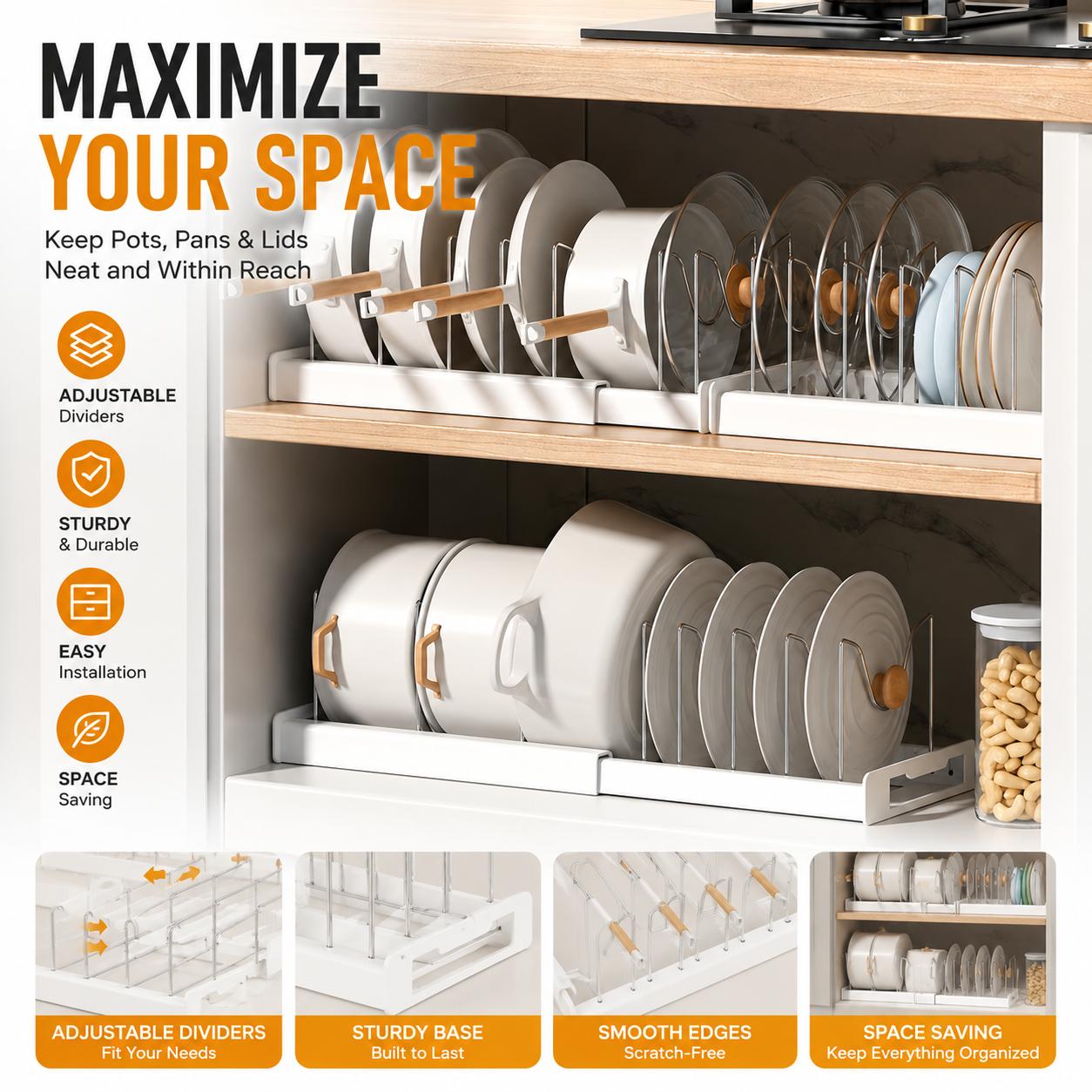 ABS Expandable Pot and Pan Org - Kitchen Baking Drawer 评论和价格