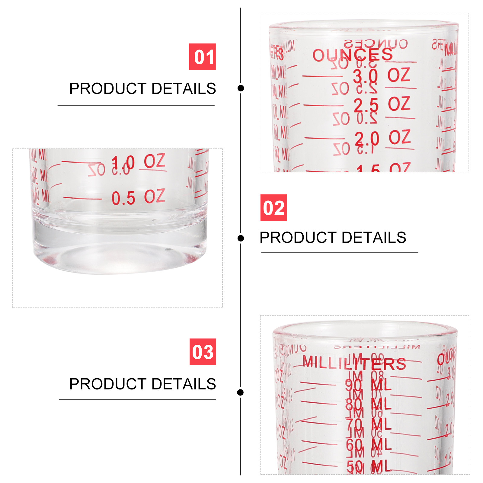 3Pcs Glass Measuring Cups Set  - Kitchen Baking Set 评论和价格