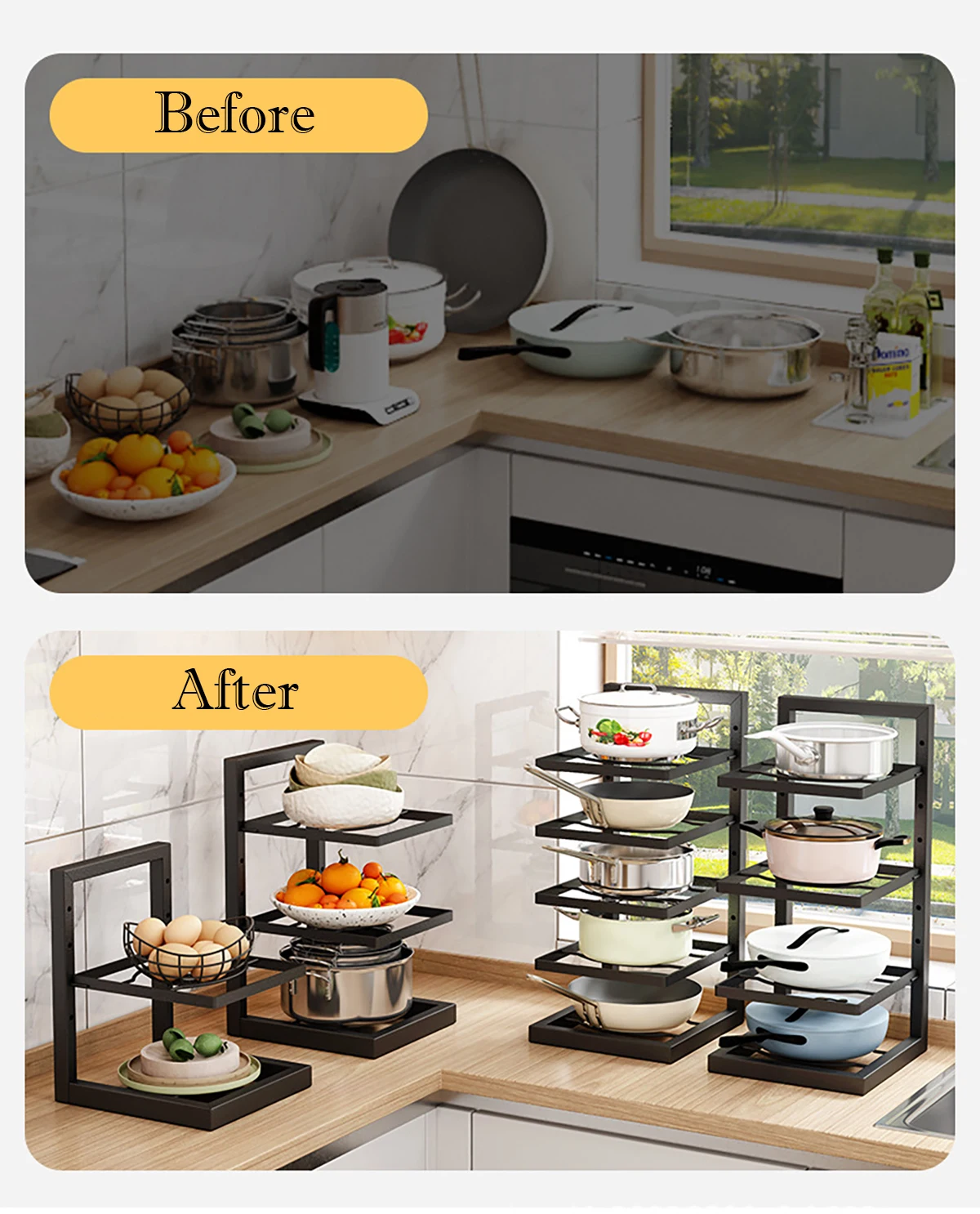 Adjustable Pot Rack Organizer, - Kitchen Baking Pan Organizer 评论和价格