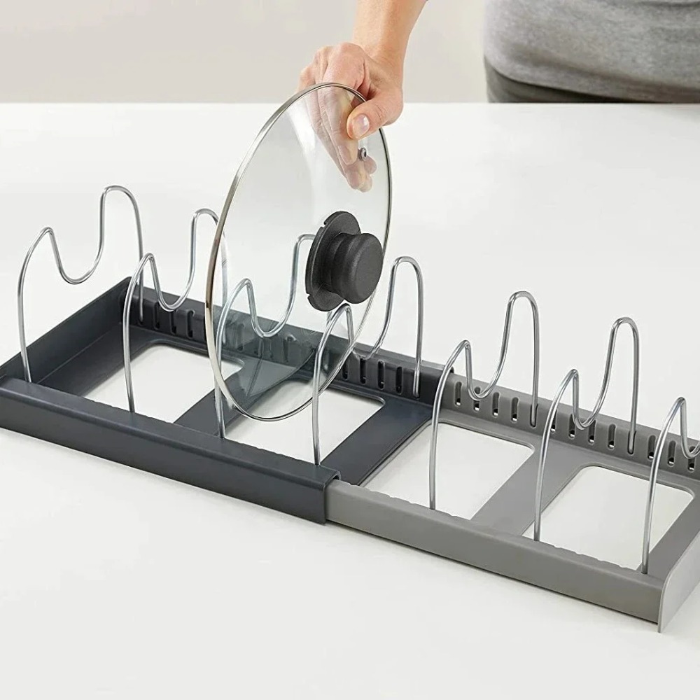 1Pc 7-grid Telescopic Pot Rack - Kitchen Baking Pan Organizer 评论和价格