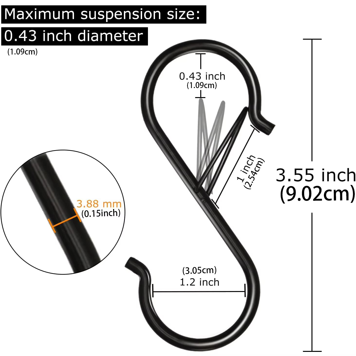 Heavy Duty Black Metal S Hooks - Kitchen Baking Pan Organizer 评论和价格