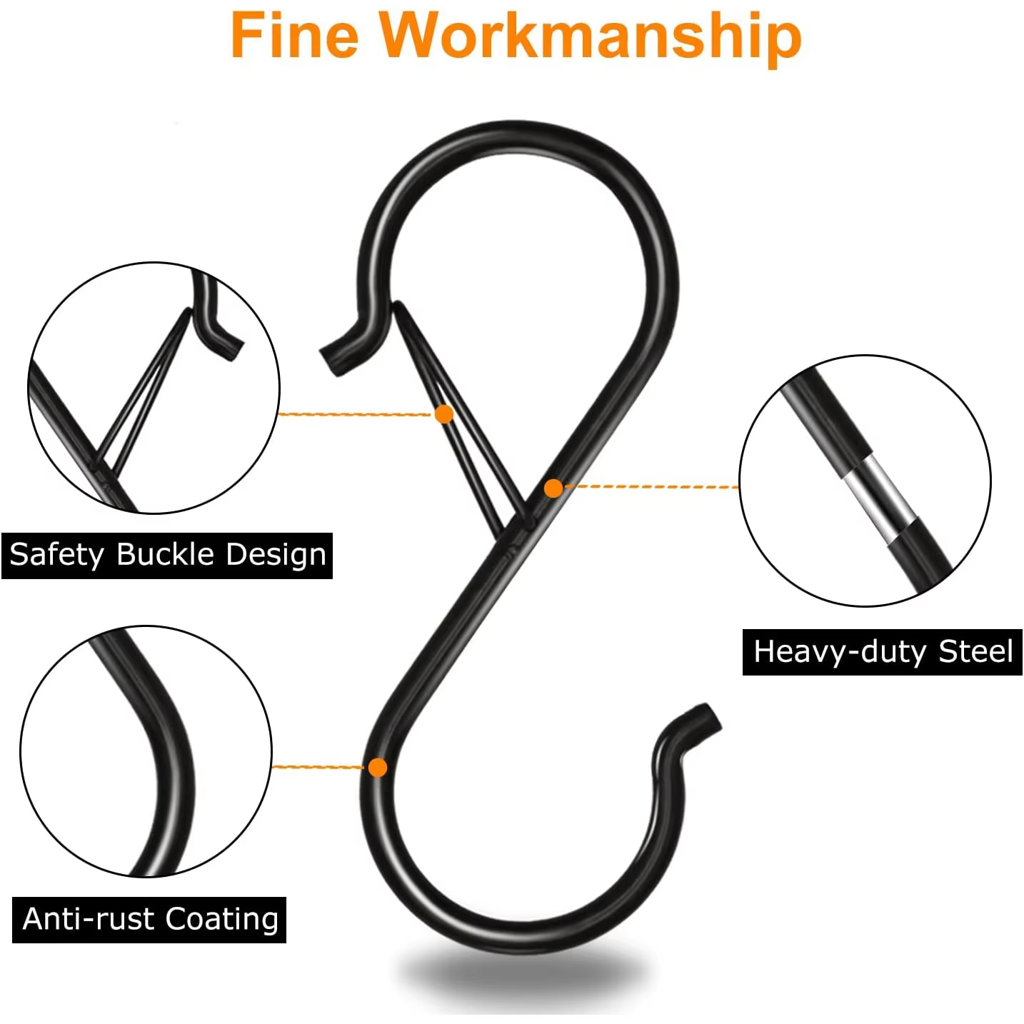Heavy Duty Black Metal S Hooks - Kitchen Baking Pan Organizer 评论和价格