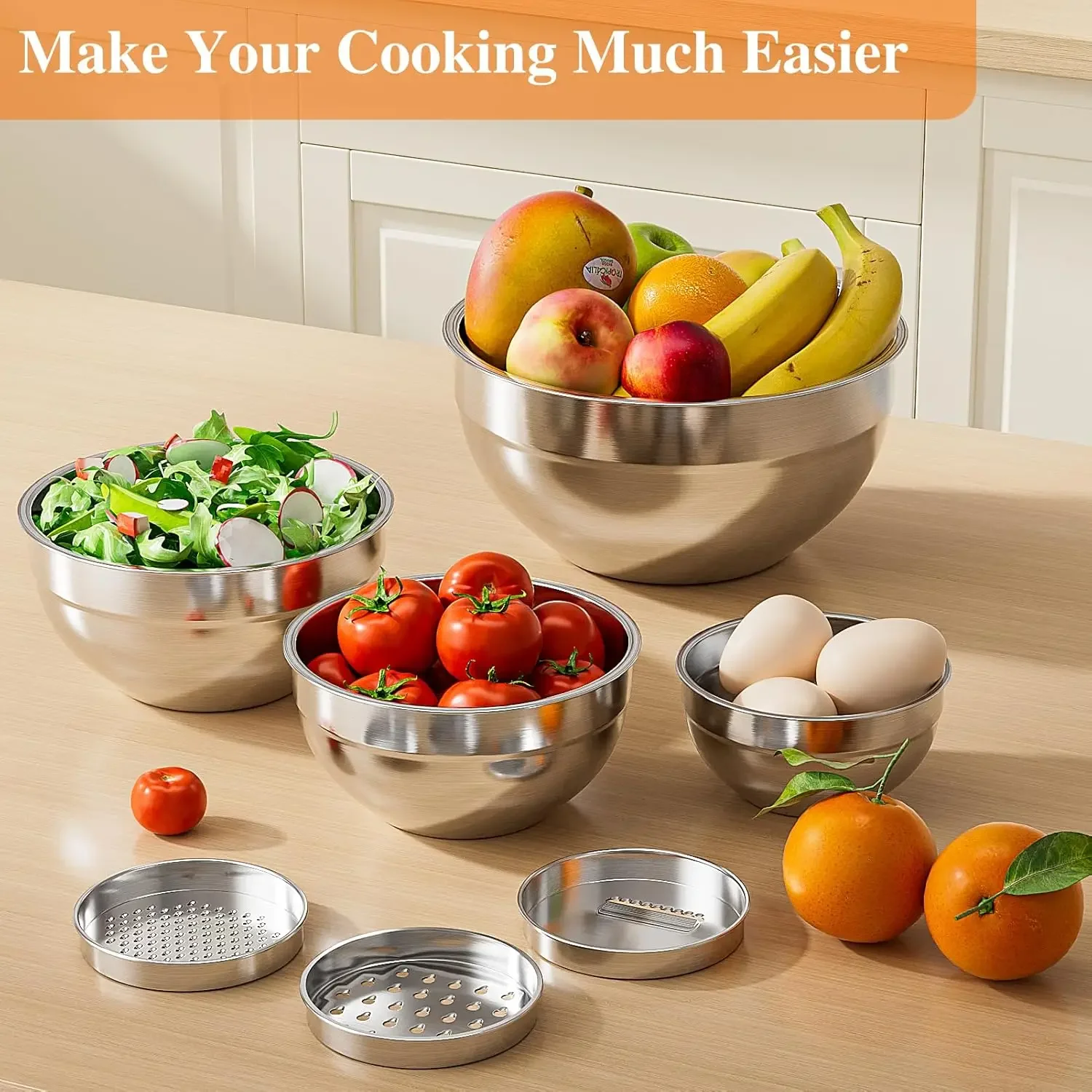6Pcs Stainless Steel Mixing Bo - Kitchen Baking Set 评论和价格